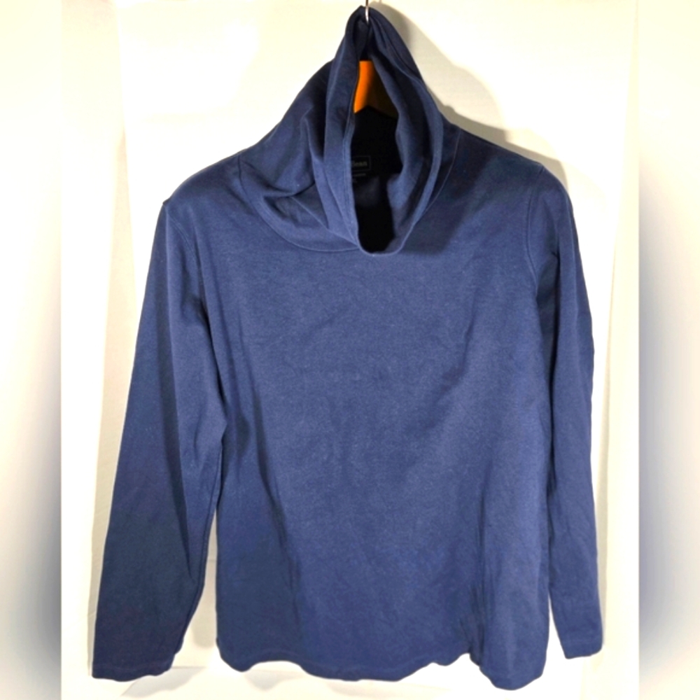 L.L.Bean XL Blue Cowl Neck Long Sleeve Light Pullover 100% Cotton
